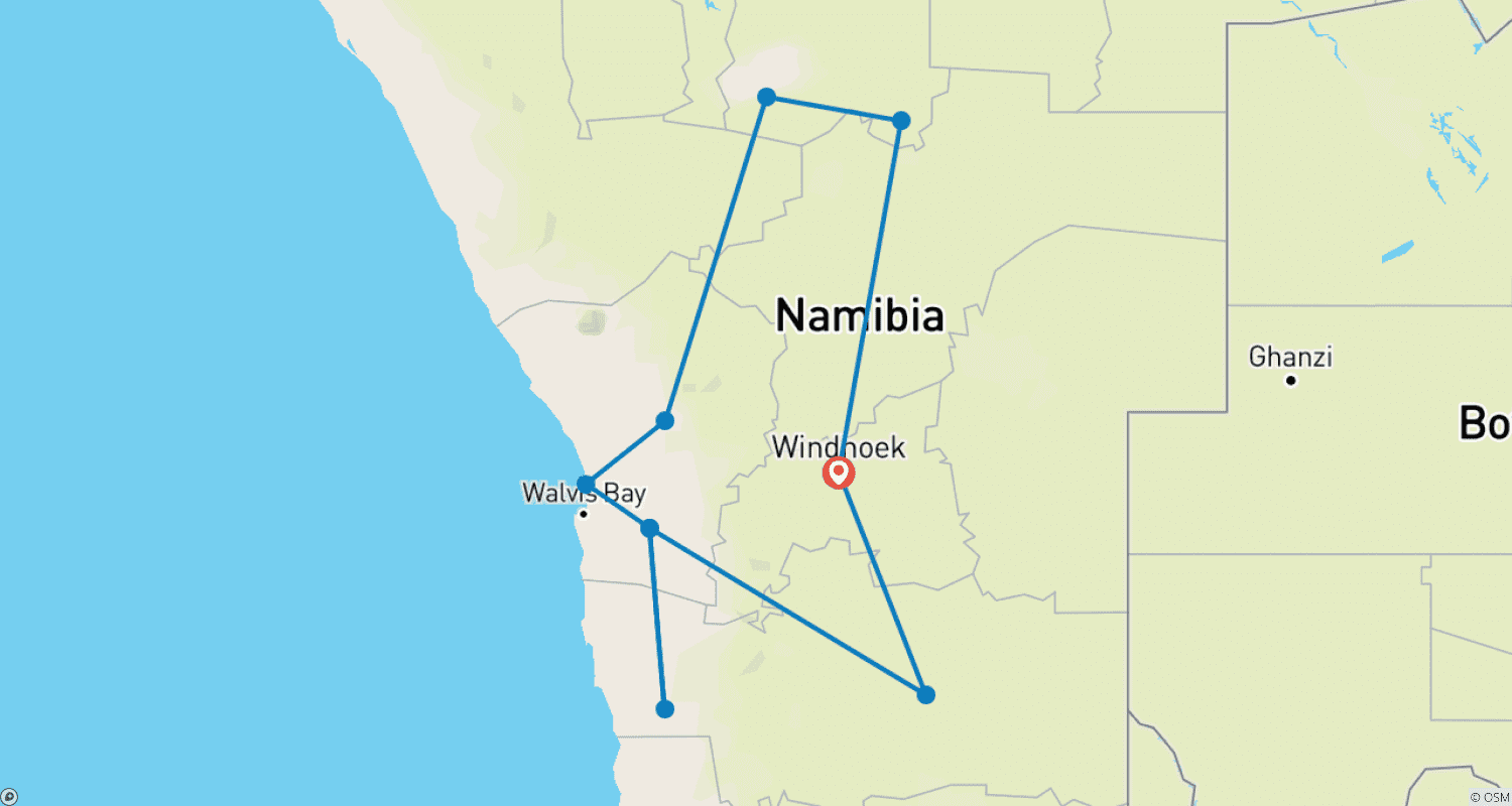 Mapa trasy: Namibia dla początkujących