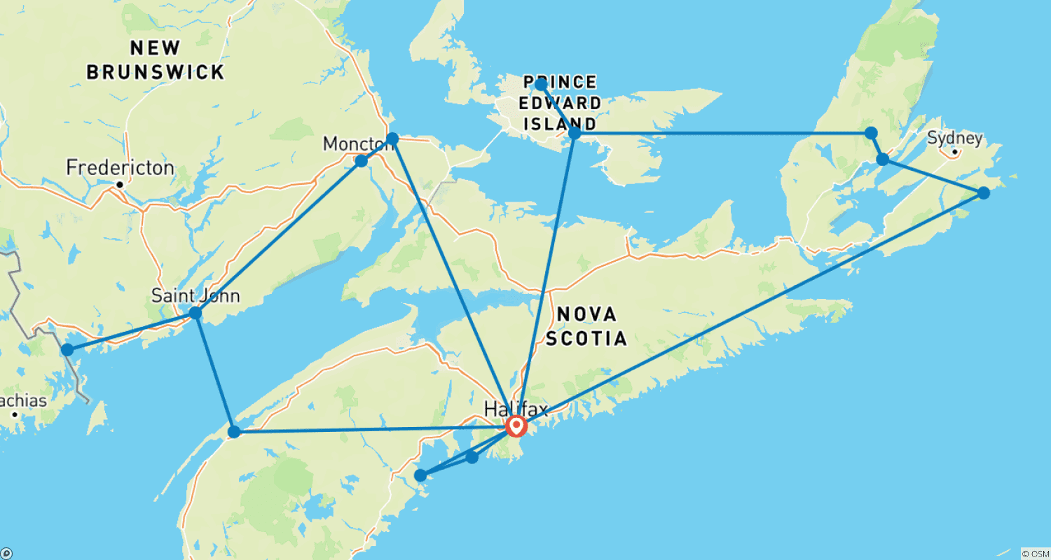 Mapa trasy: Atlantic Canada feel-good Group