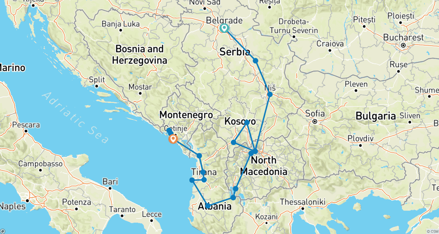 Mapa trasy: Small Group: Balkan Roots