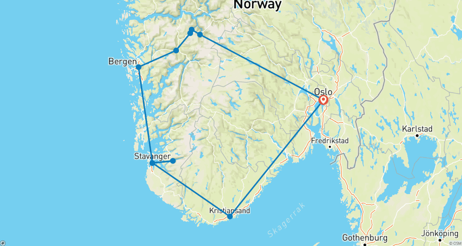 خريطة مسار A Taste of Norway 8 Days