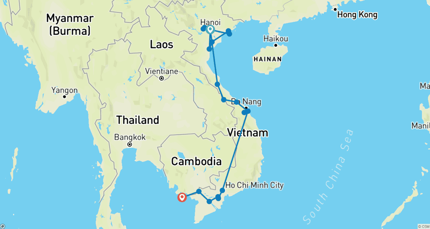 خريطة مسار Majestic Vietnam with Phu Quoc Beach