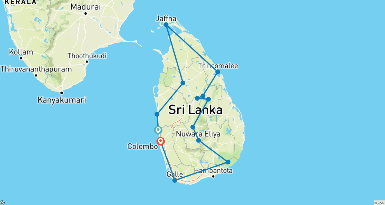 Mapa trasy: Wprowadzenie do Sri Lanki od G Experiences