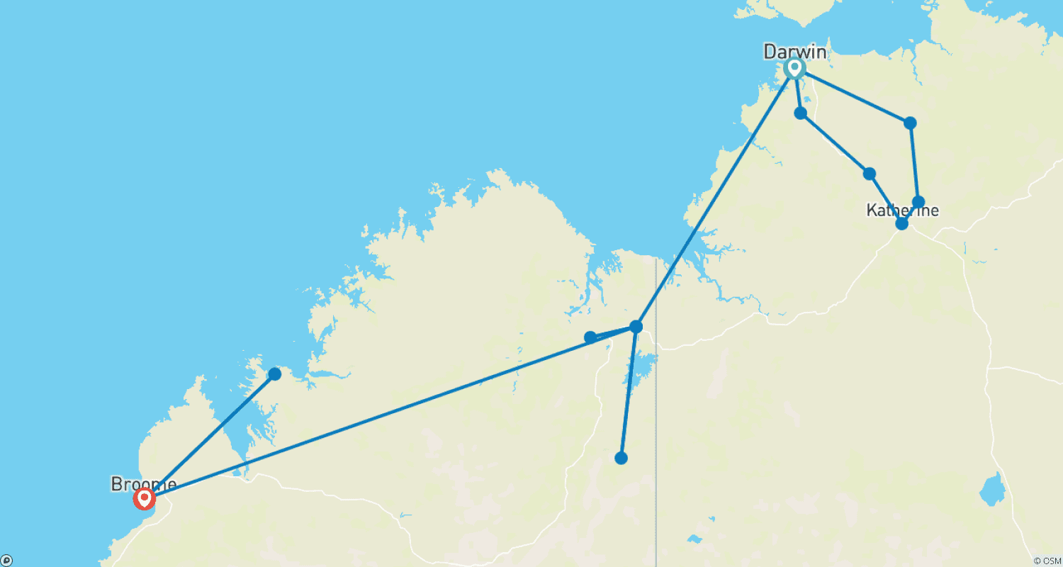 Mapa do percurso de Kimberley Explorador