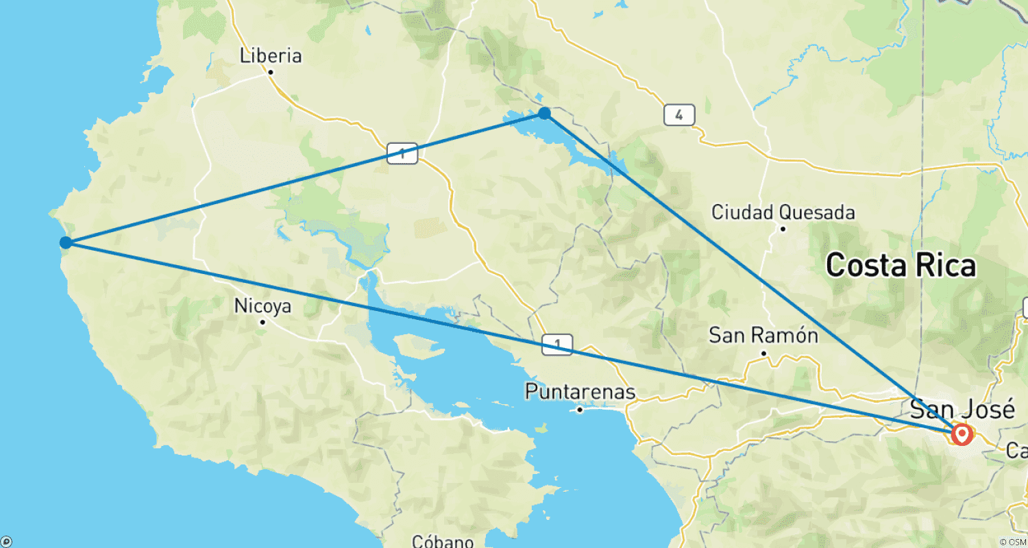 خريطة مسار Honey Moon in Costa Rica - 7 days