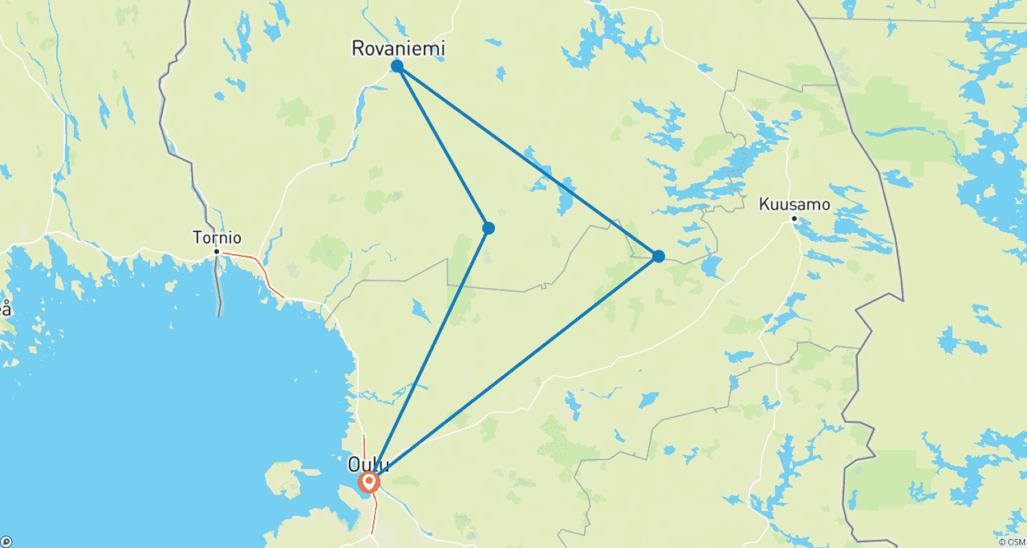Mapa trasy: Lapland self-drive Adventure 7 Days