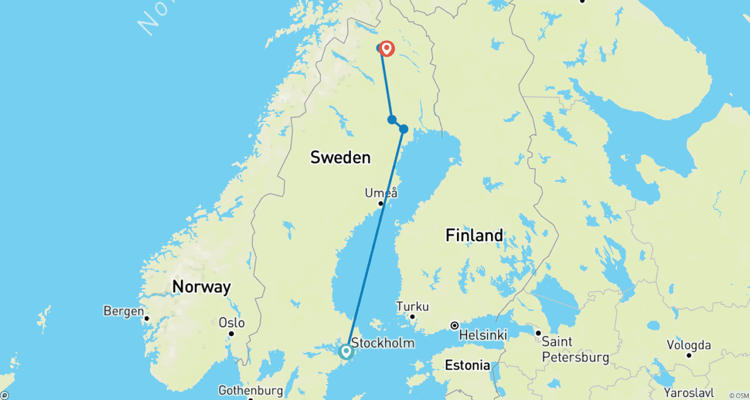 Mapa trasy: Sweden Deluxe 8 Days