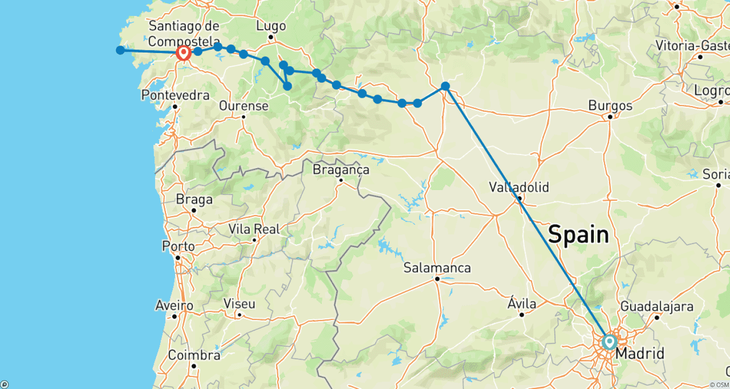 خريطة مسار Walking the Camino de Santiago - 12 Days