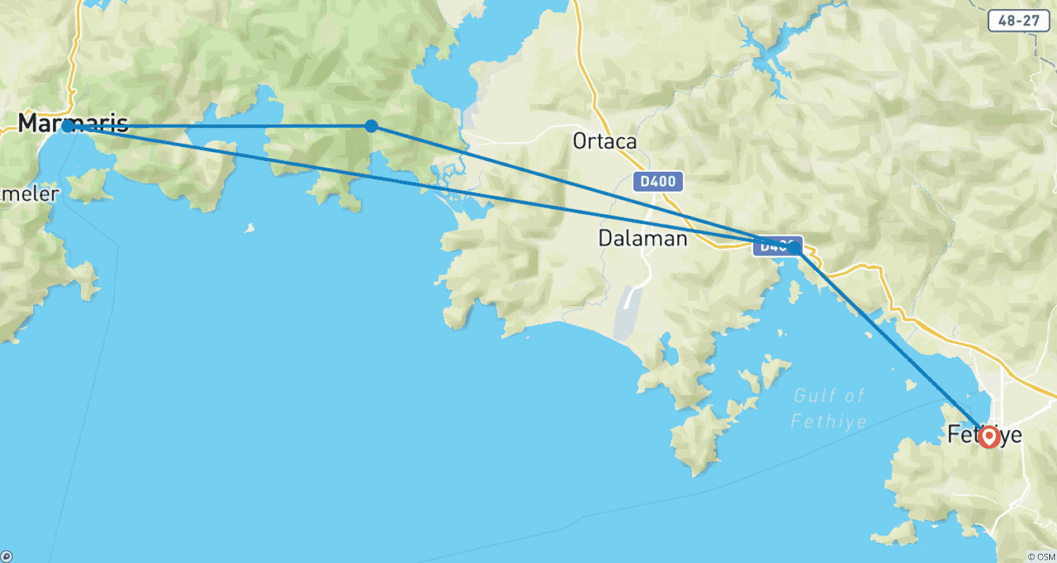 Mapa trasy: Fethiye Marmaris Fethiye Sailing Tour