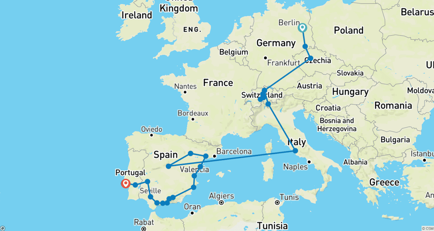 خريطة مسار Continental Europe GO