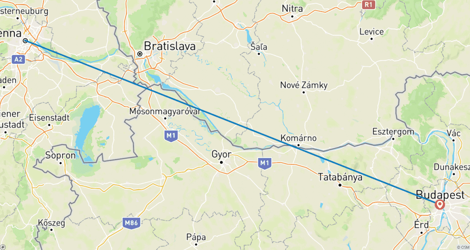 Mapa trasy: Vienna and Budapest GO