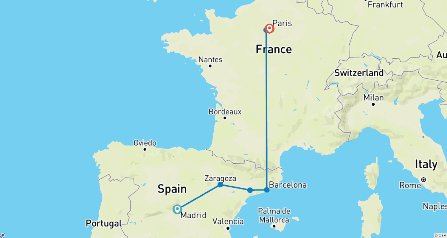 Mapa trasy: From Madrid to Paris GO