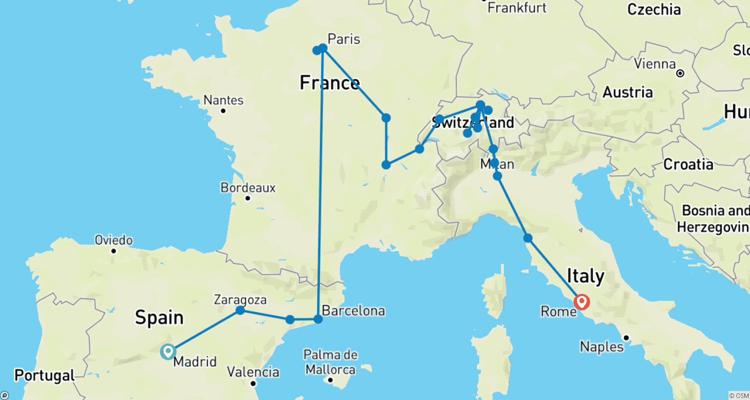 Mapa trasy: Europejskie Cuda GO