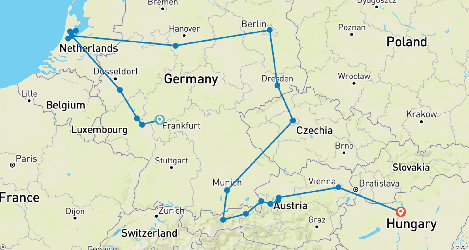 Mapa do percurso de From Frankfurt to Budapest GO