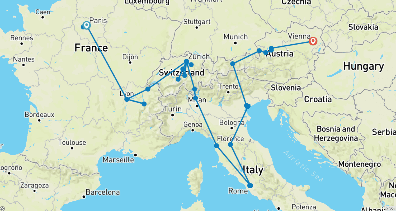Mapa trasy: Adventurous Europe GO
