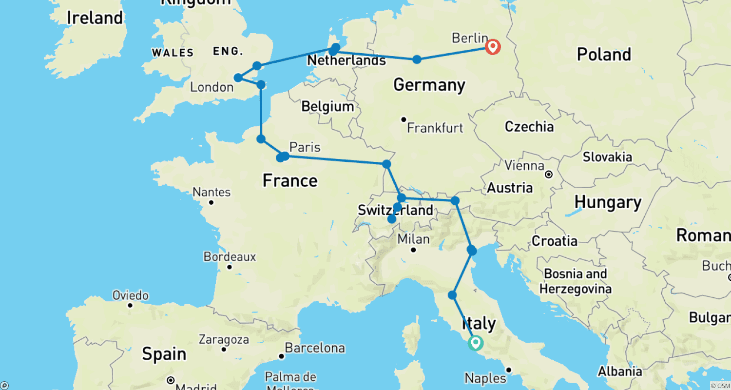 Around Europe GOのルートマップ