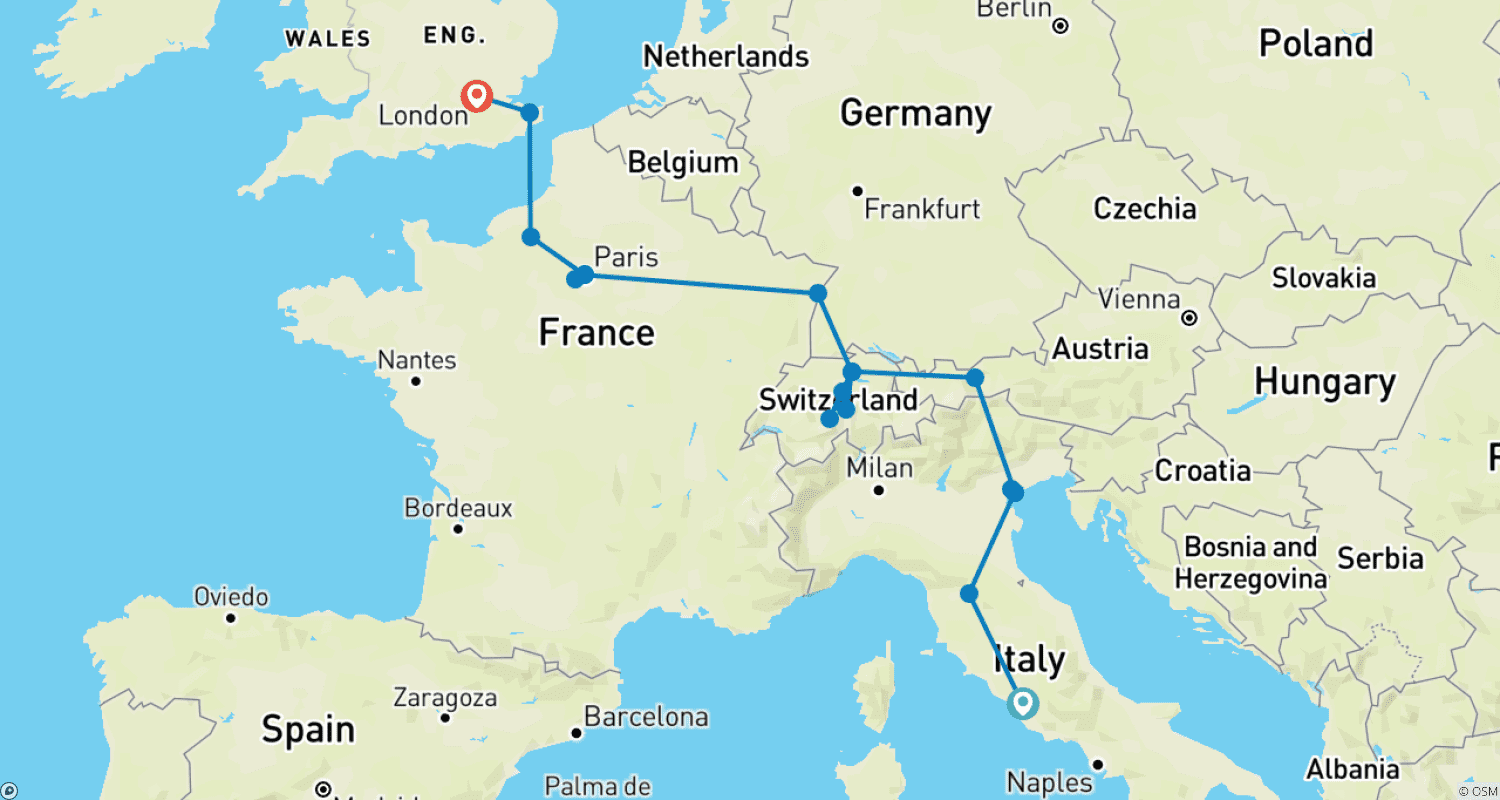 Mapa do percurso de Genuína Europa GO