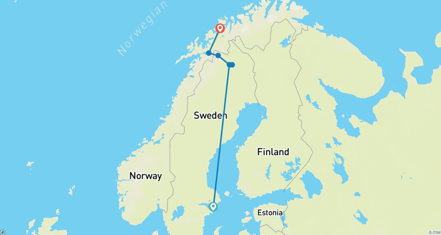 Mapa trasy: Ultimate Lapland 10 Days