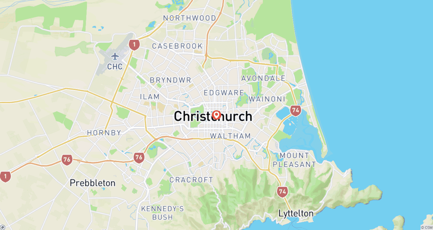Mapa do percurso de Charme Urbano e Aventura Oceânica em Christchurch: 4 Dias