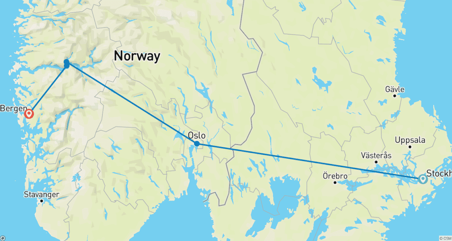 خريطة مسار سحر المضايق الجليدية يبدأ من Stockholm