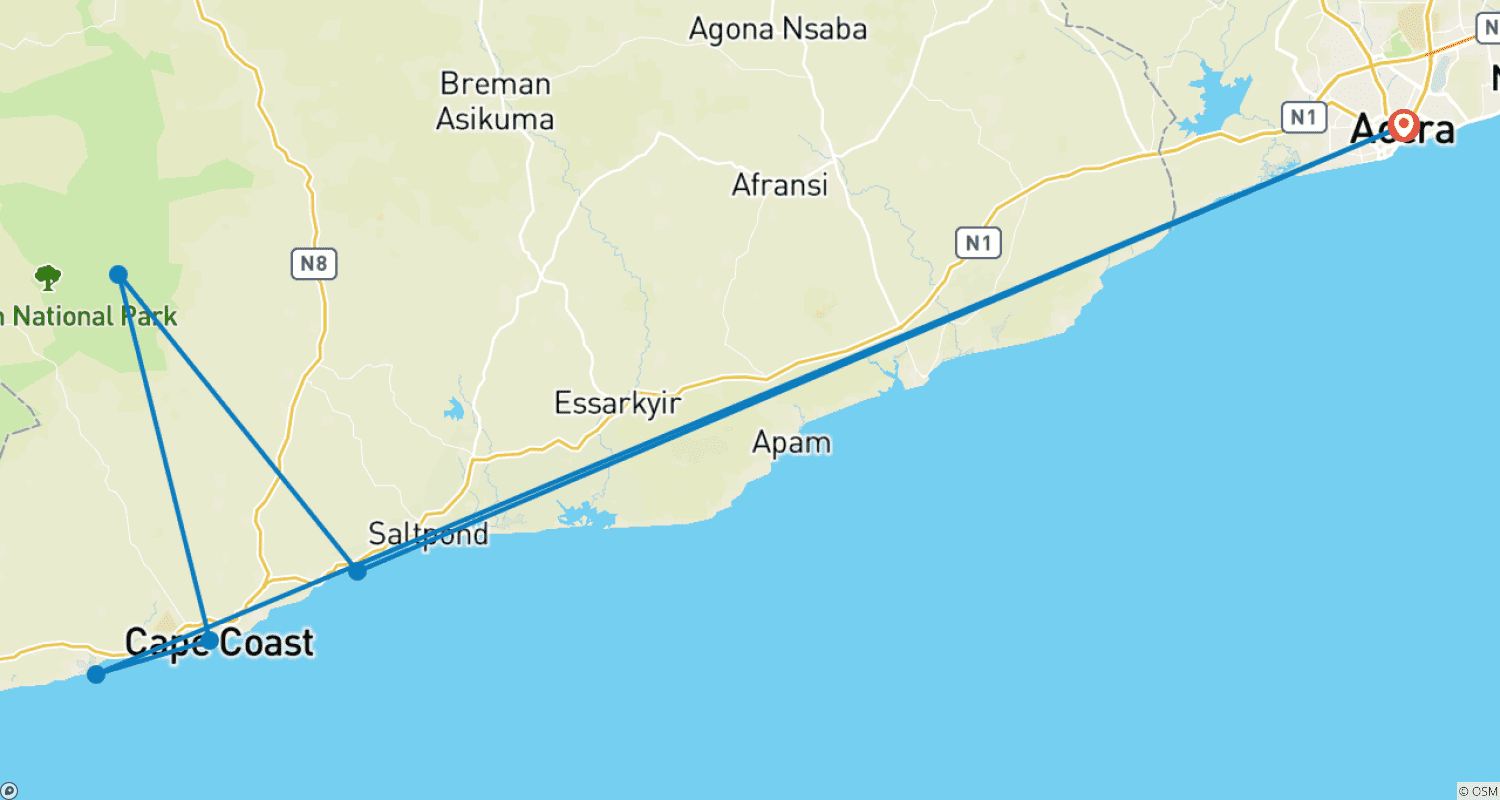 خريطة مسار 8 days December in Ghana Experience 2026