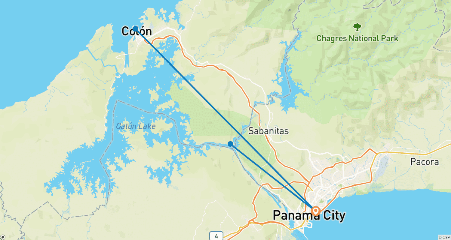 Mapa do percurso de Nature & History Escape – 7 Days in Panama