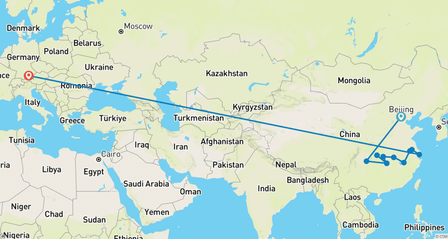 Mapa trasy: River Cruise- Yangtze Panorama