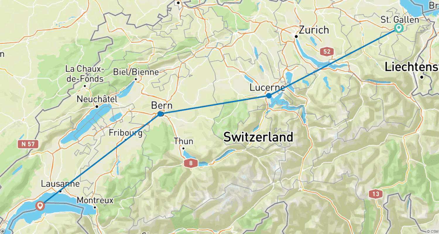 Mapa trasy: Swiss Train Escape