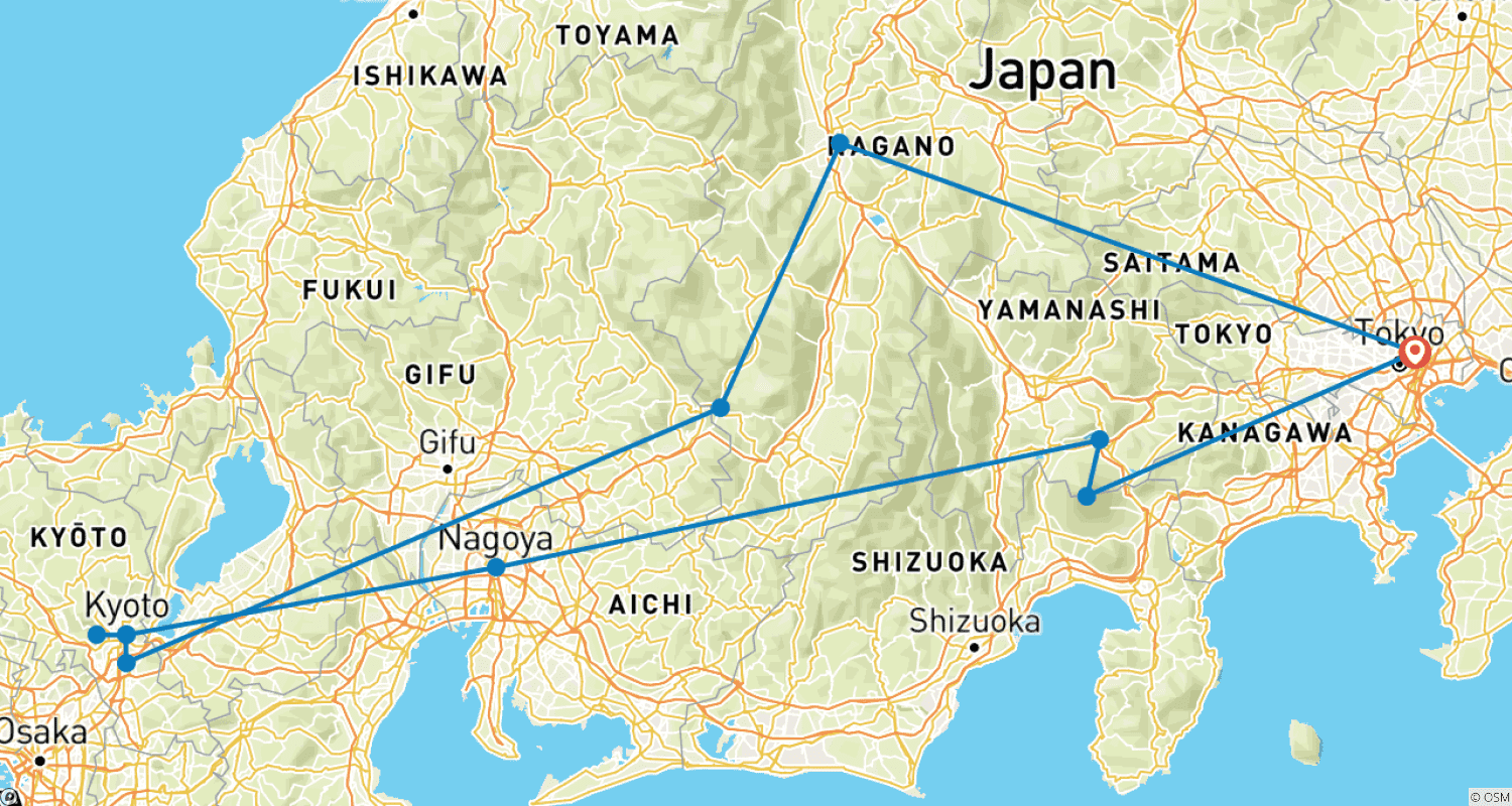 中部日本エクスプレスのルートマップ