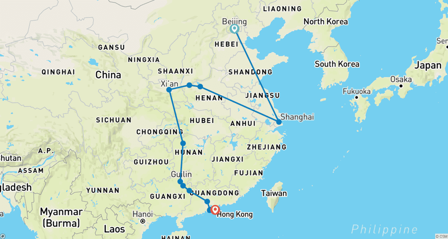 خريطة مسار North and South China with the Avatar Trail