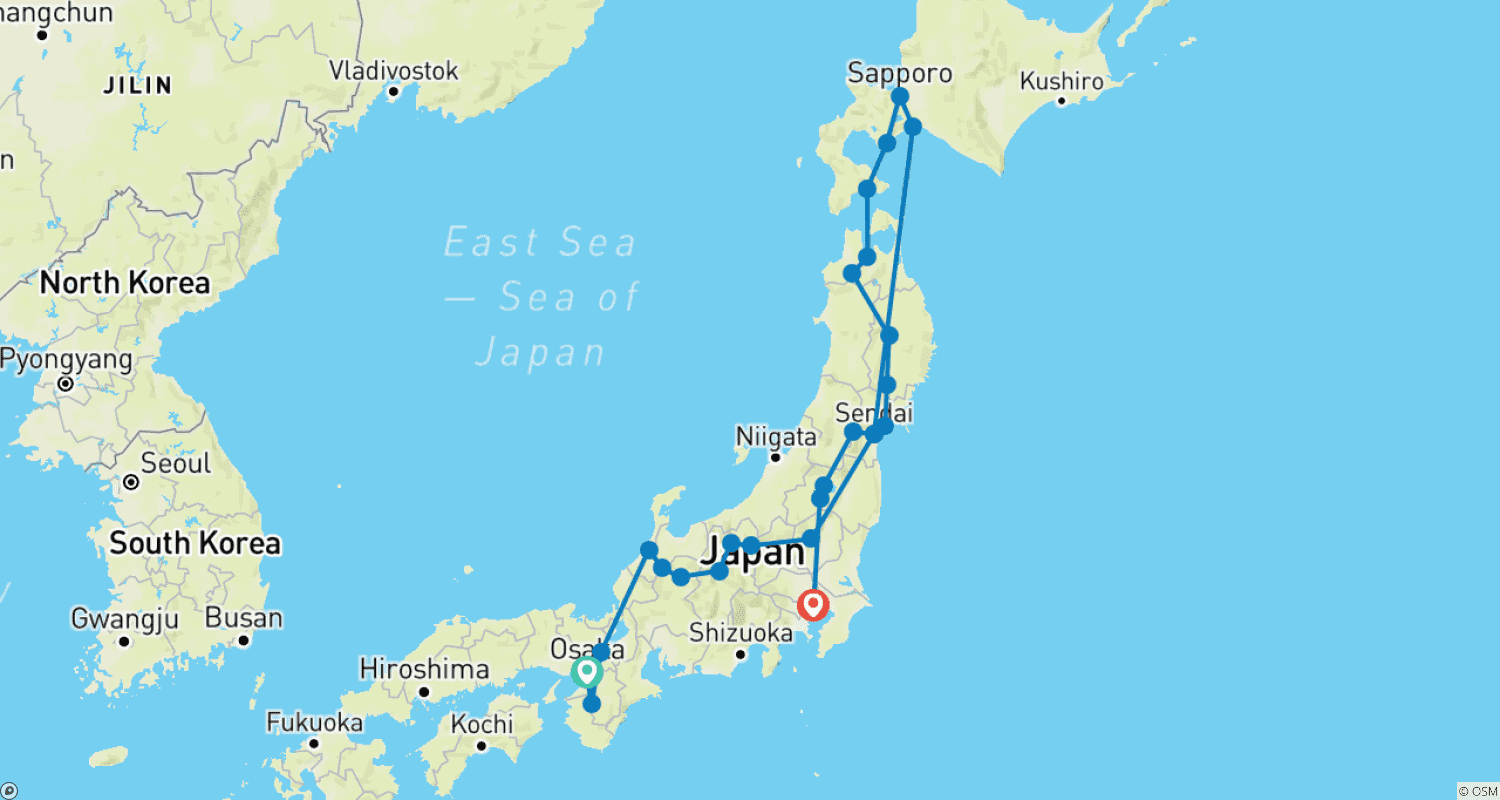 Mapa trasy: Scenic and Zen Japan