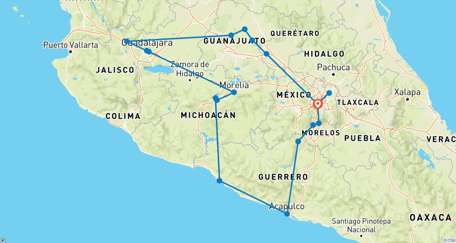Mapa trasy: My Heart Beats for Mexico