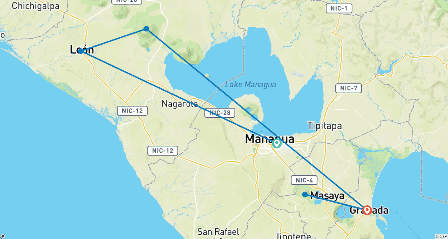 Mapa do percurso de Capital Cities of Nicaragua - 6 days