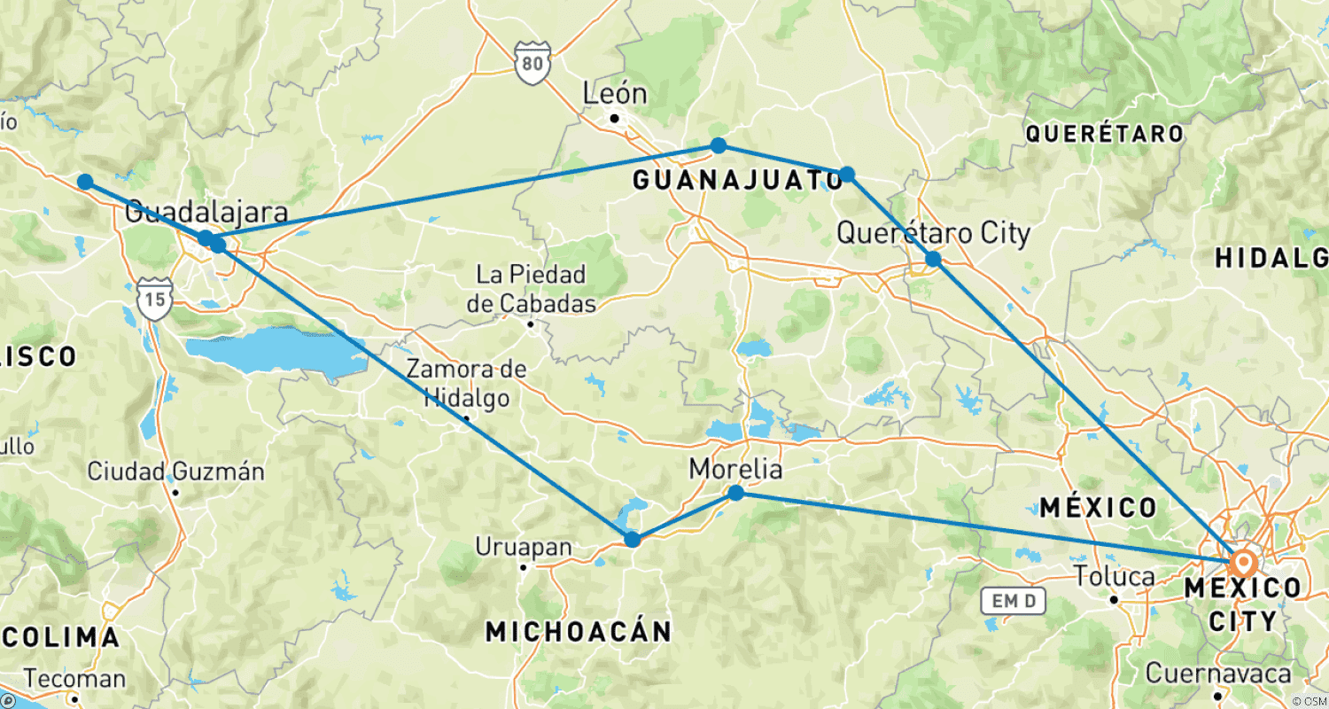 Mapa do percurso de GREAT  VICE-ROYAL  CITIES