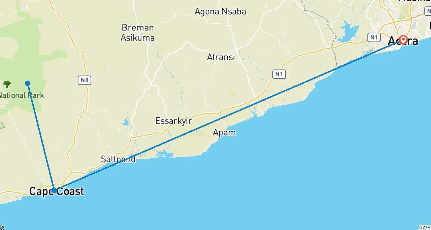 Mapa trasy: 7 Days Ghana Independence Explosion tour 2027