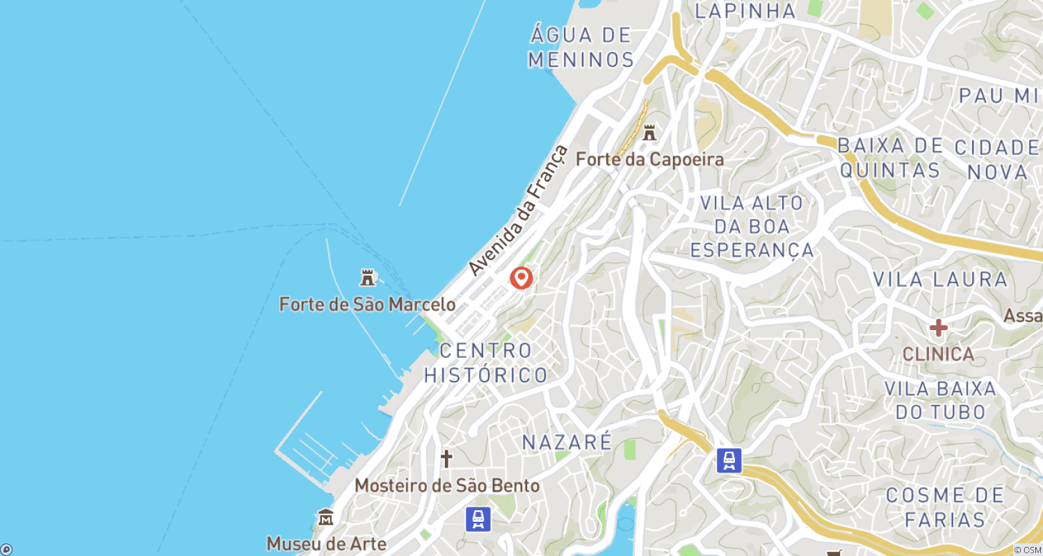 Mapa do percurso de Salvador Package: Discover the heart of Brazilian culture in Brazil's historic city par excellence.