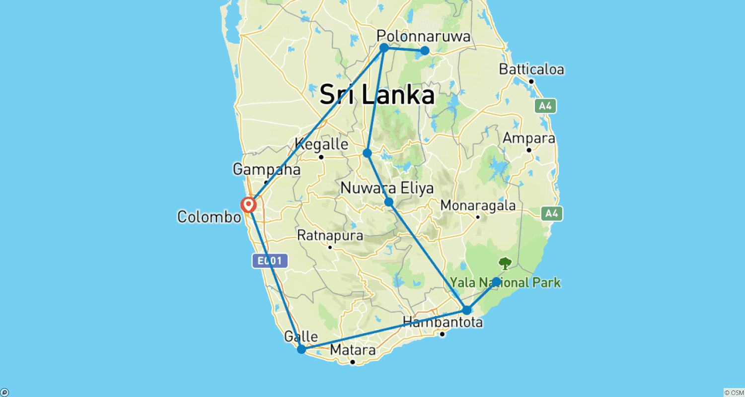 Best of Sri Lankaのルートマップ