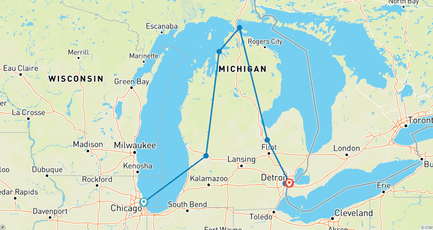 Mapa do percurso de Scenic Great Lakes with Mackinac Island