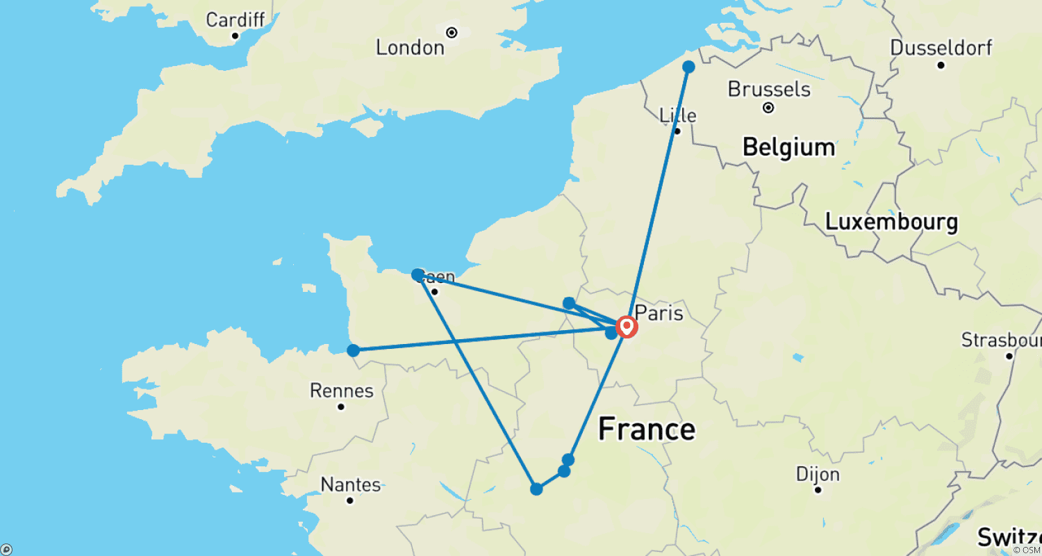 Mapa trasy: Paris Multiday Adventure: 9 Days, 8 Nights