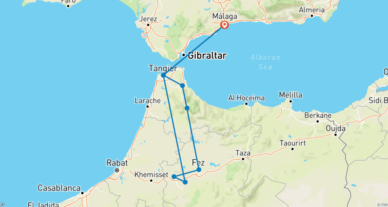 Mapa trasy: Z Costa del Sol: 5-dniowe andaluzyjskie mediny
