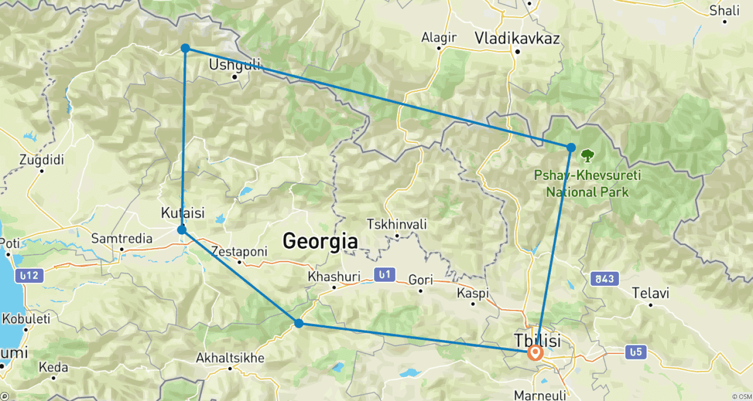 خريطة مسار Georgia, Svaneti and Kazbegi – Guided *TREK* (All Inclusive)