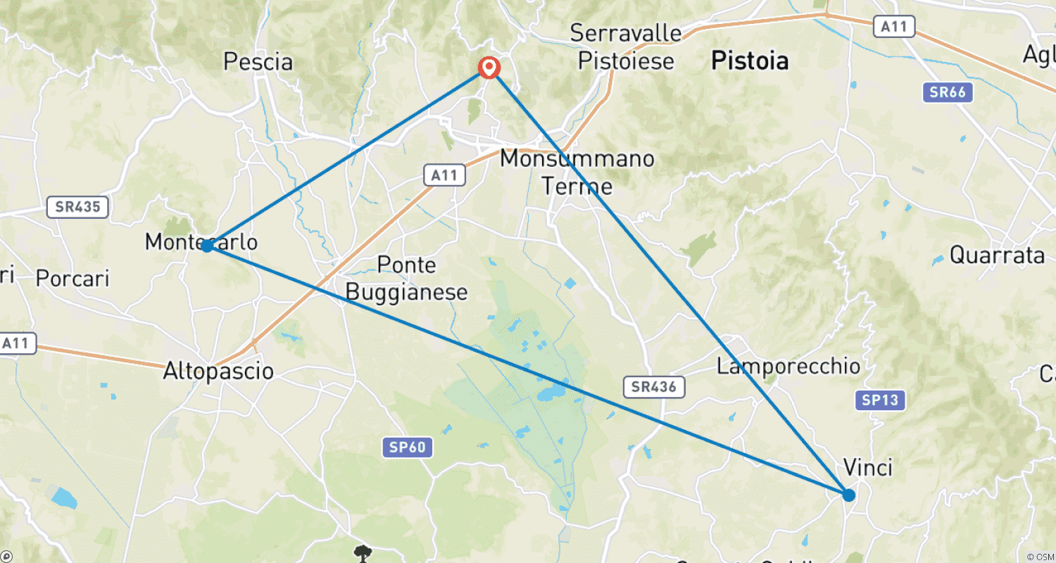 Mapa do percurso de Desejo pela Toscana: Pequenas Escapadas de Prazer | Tour Independente Premium com excursões em pequenos grupos | 4 dias/3 noites