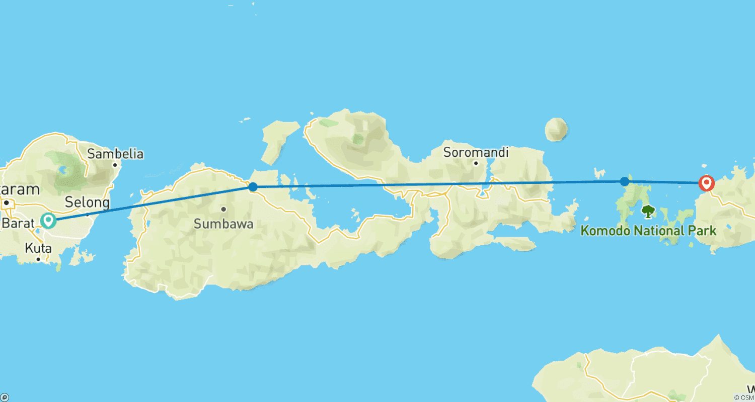 خريطة مسار Sailing Lombok to Komodo Island 4D3N