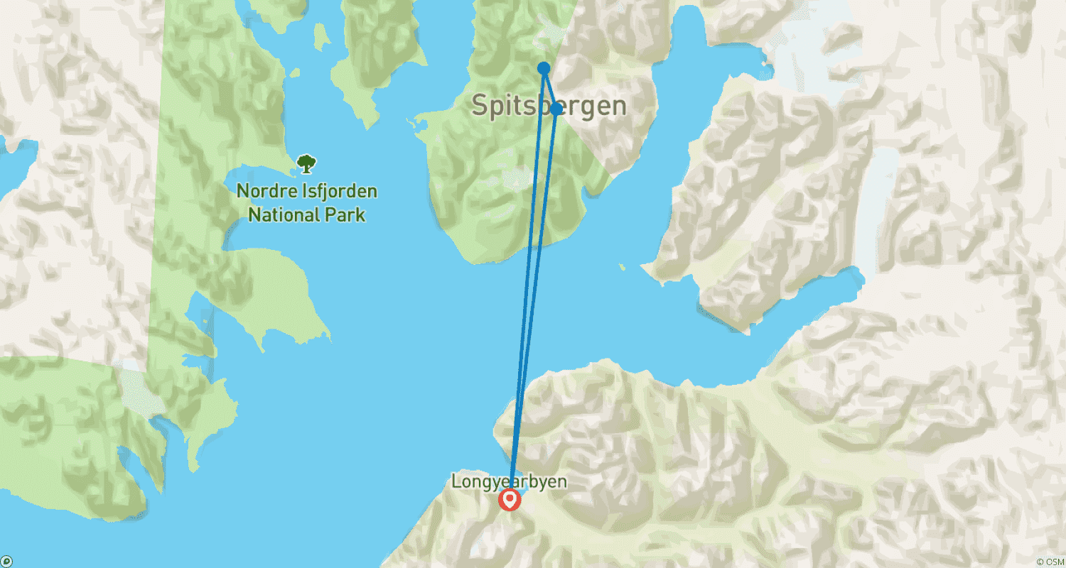 Mapa trasy: Svalbard Arktyczna Przygoda - Polarne Lato