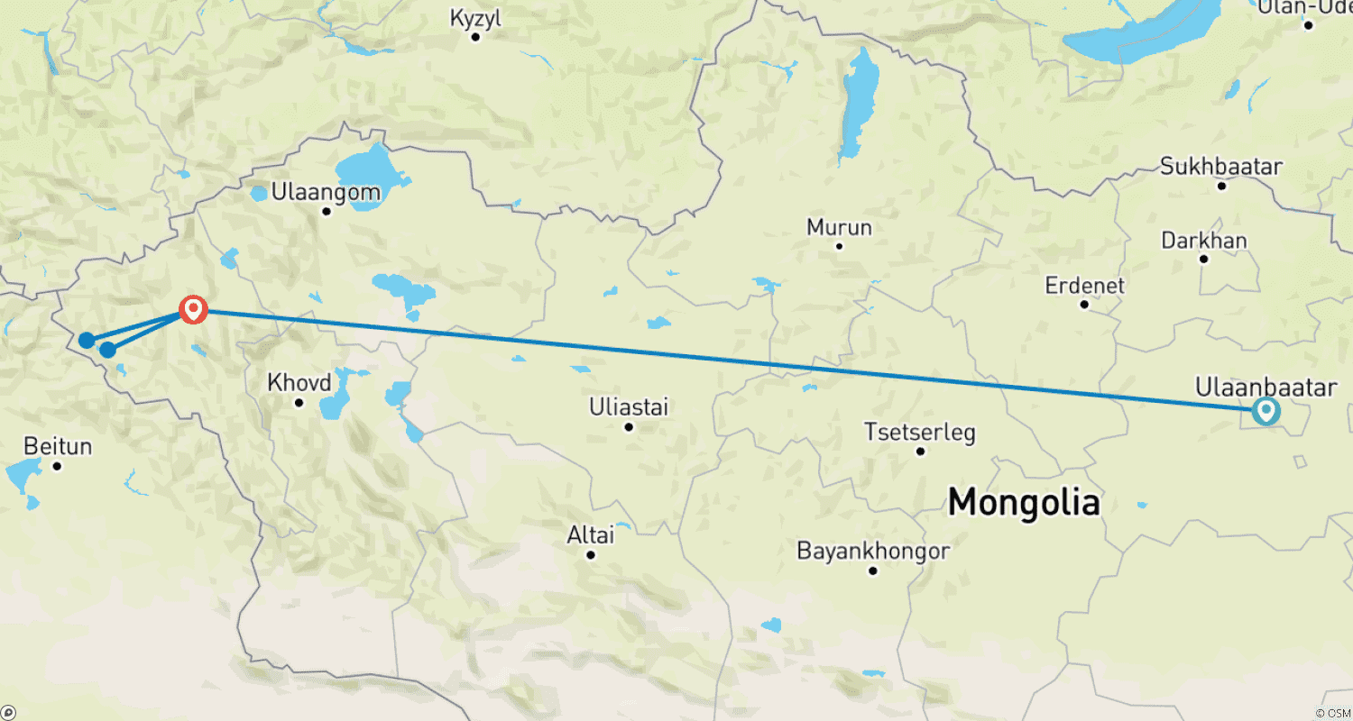 خريطة مسار Altai Wonders: Eagles, Lakes &amp; Nomads - 6 Days Tour