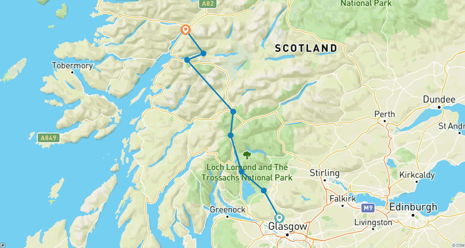 Mapa do percurso de West Highland Way (Scotland) ~ Guided *TREK* (AII Inclusive)