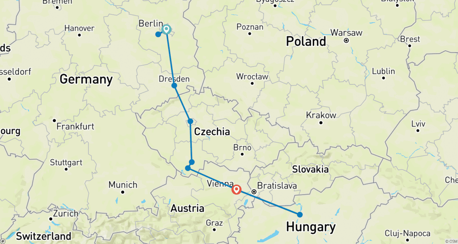 Mapa do percurso de IMPERIAL CITIES- IN THE FOOTSTEPS OF THE HABSBURG EMPIRE
