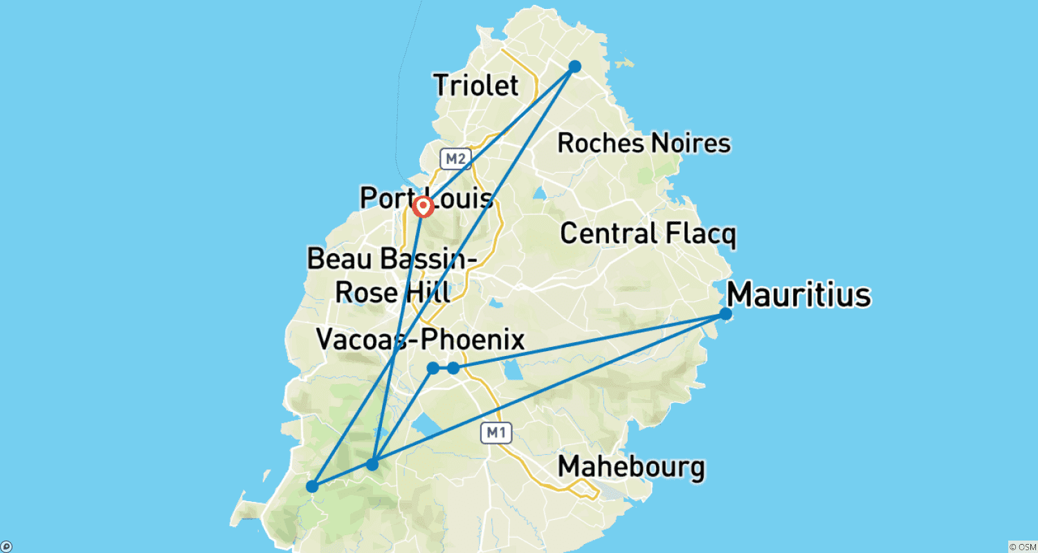 Mapa do percurso de Semana na Praia em Maurício - 7 dias