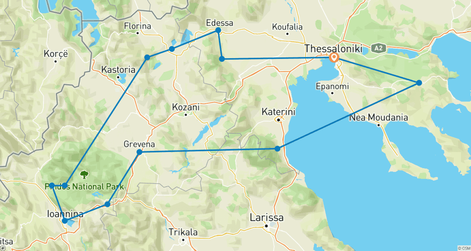 Mapa trasy: Wycieczka Pełna Wrażeń po Północnej Grecji | 8 Dni