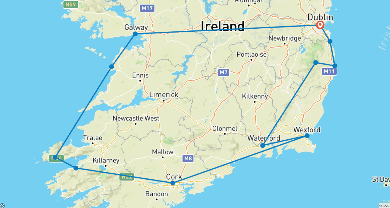 Mapa do percurso de Adventurous Ireland | 14 Days