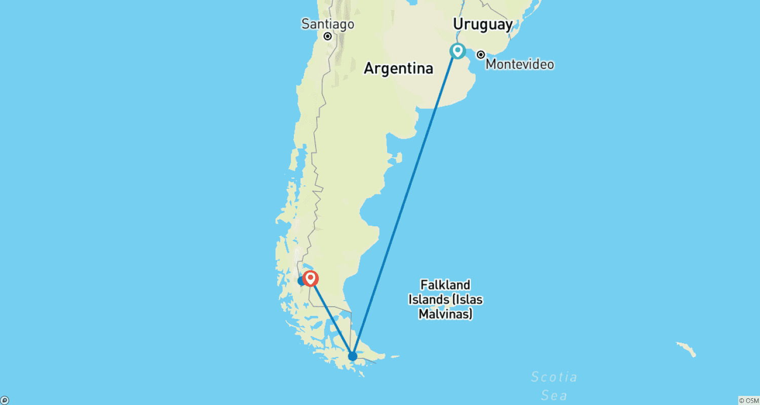 Mapa trasy: 10-dniowa podróż: Buenos Aires i pełne doświadczenie Patagonii